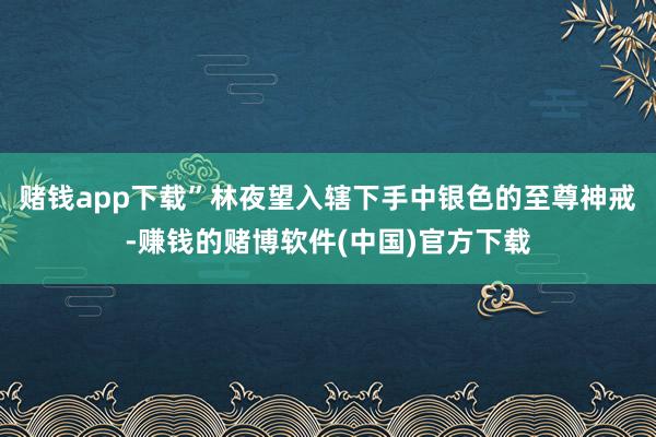 赌钱app下载”林夜望入辖下手中银色的至尊神戒-赚钱的赌博软件(中国)官方下载