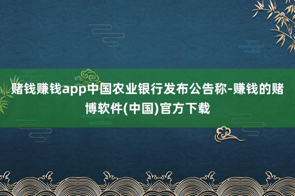 赌钱赚钱app中国农业银行发布公告称-赚钱的赌博软件(中国)官方下载